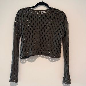 Rich hunter green with netted design long sleeve crop top. Brand new condition